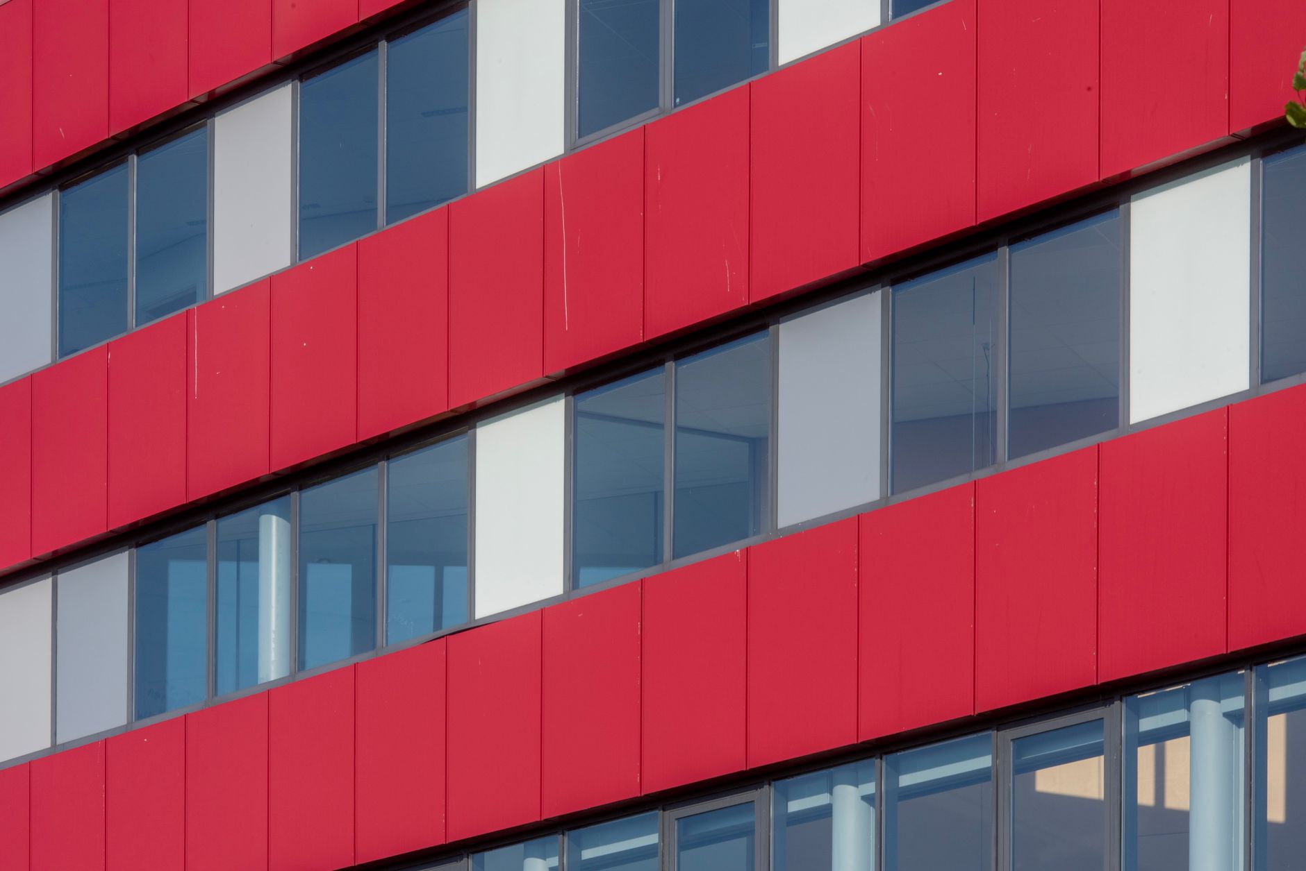Red and white facade near the Halifax waterfront offices